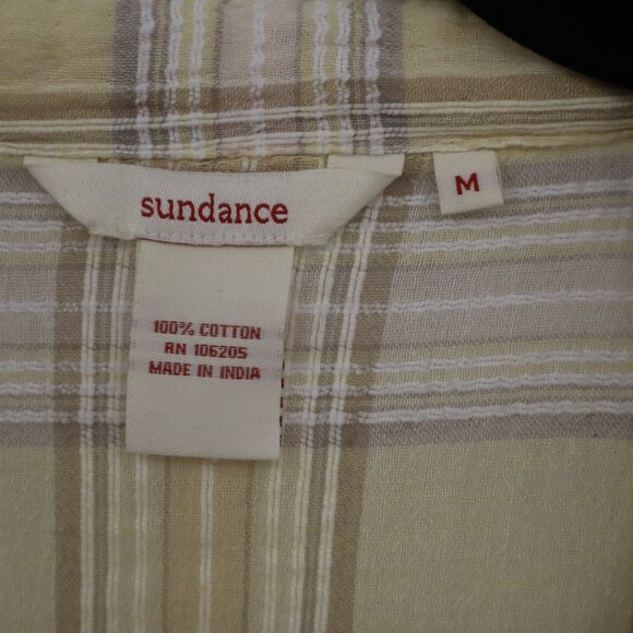 Sundance Popover Shirt Women M Yellow Boho Preppy Academia Coastal Cruise Resort - Picture 2 of 15